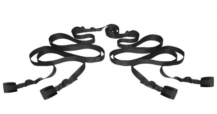 Hold Me Under Bed Restraint System with Soft Faux Fur Cuffs