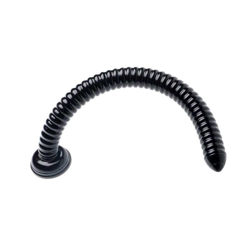 Hosed 19 Inch Ribbed Anal Snake Black