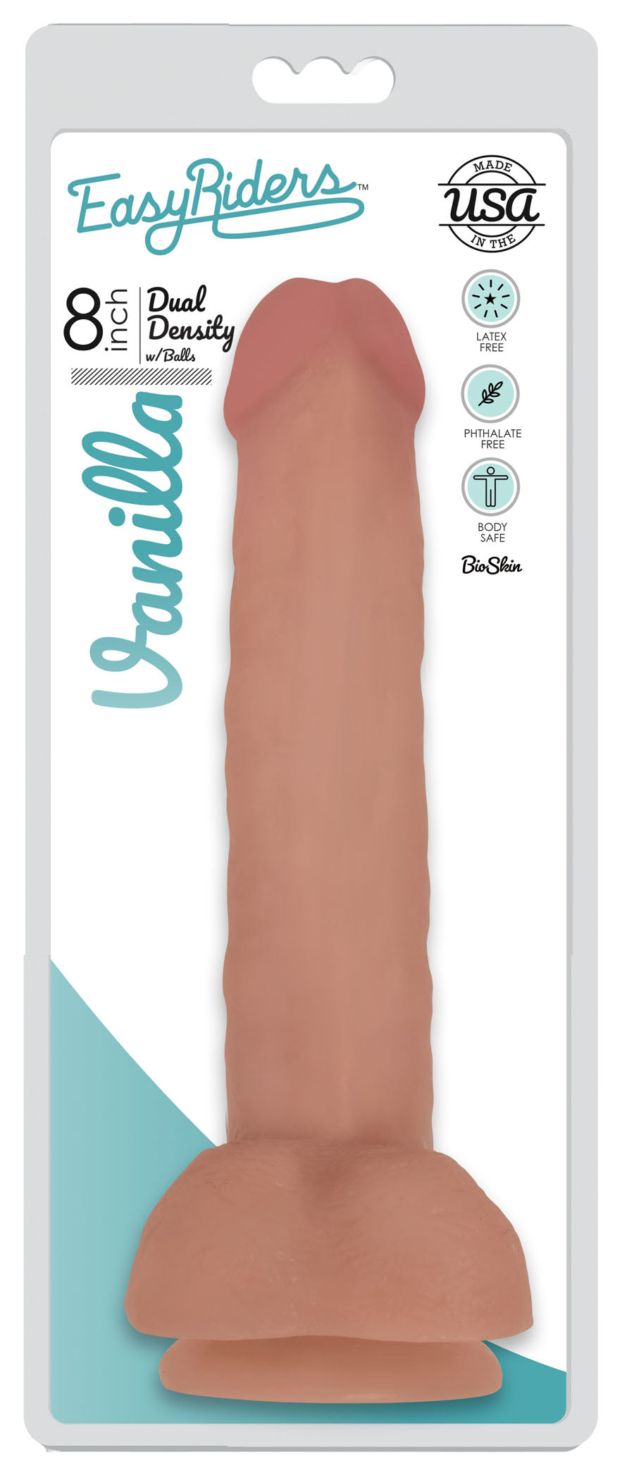 Easy Riders 8 Inch Slim Bioskin Dong With Balls in Vanilla