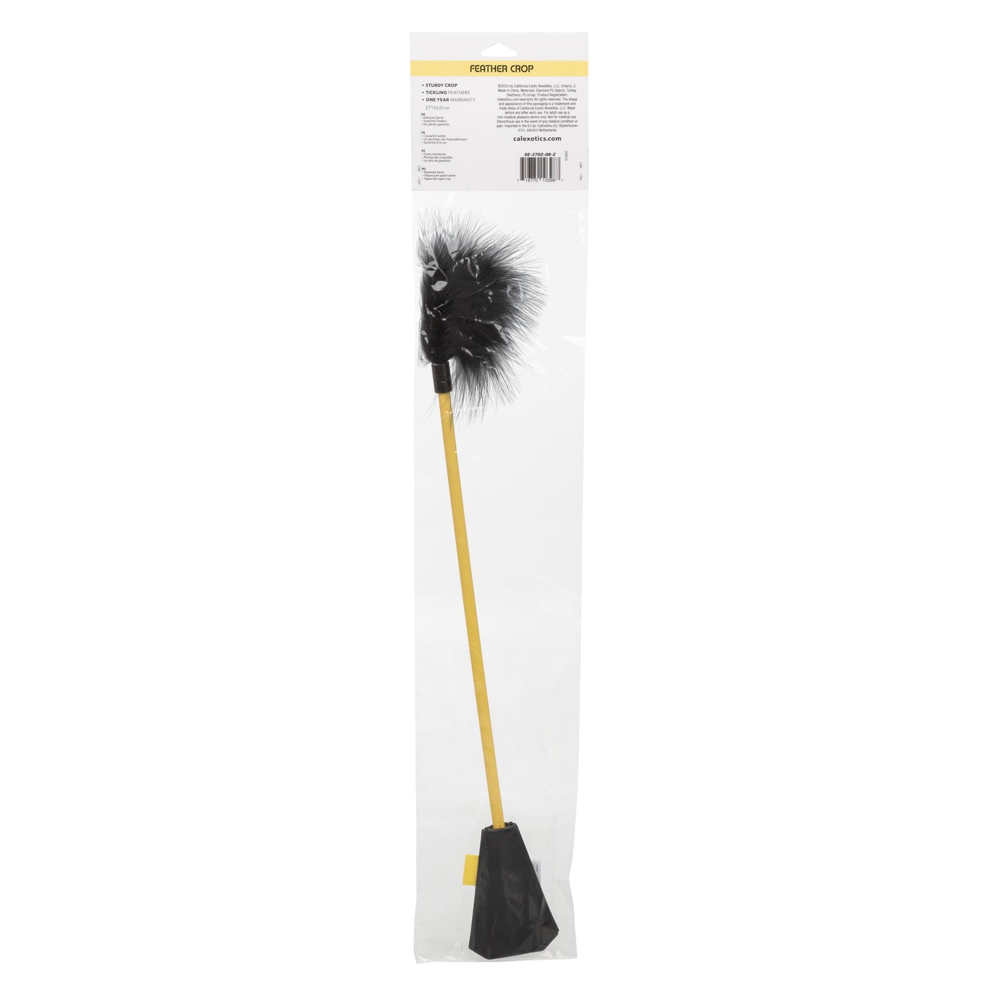 Boundless Feather Crop Black Faux Leather and Feather Tickler BDSM Dual Crop 15 Inch