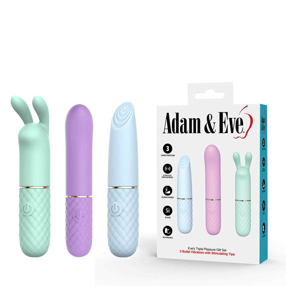 Adam & Eve Triple Pleasures Set – USB Rechargeable Vibrators Set of 3