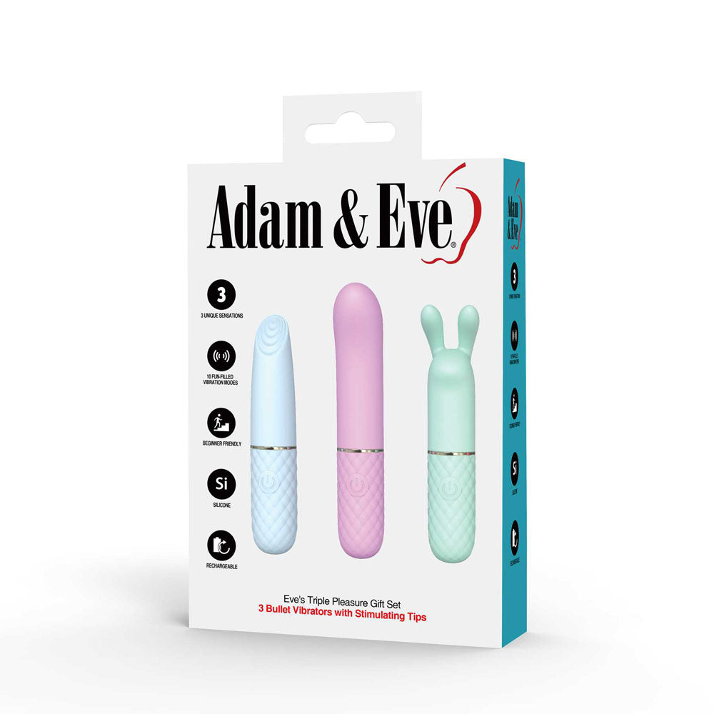 Adam & Eve Triple Pleasures Set – USB Rechargeable Vibrators Set of 3