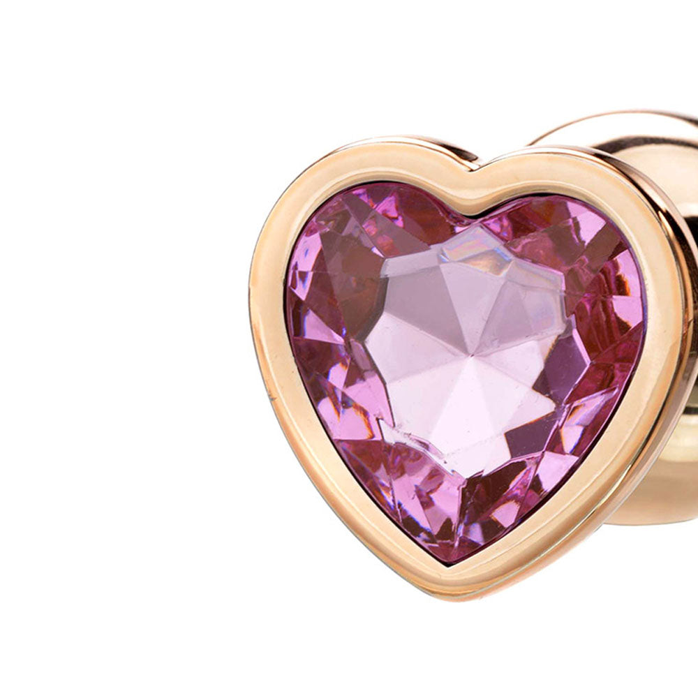 Adam & Eve Heart Gem Anal Training Set (Rose Gold Pink) – Metal Anal Plug Set of 3 Sizes