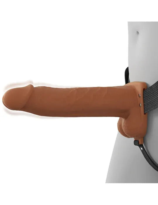 Fantasy X-Tensions Elite (Beige/Brown) – Vibrating Hollow Silicone Strap-On 8 Inch