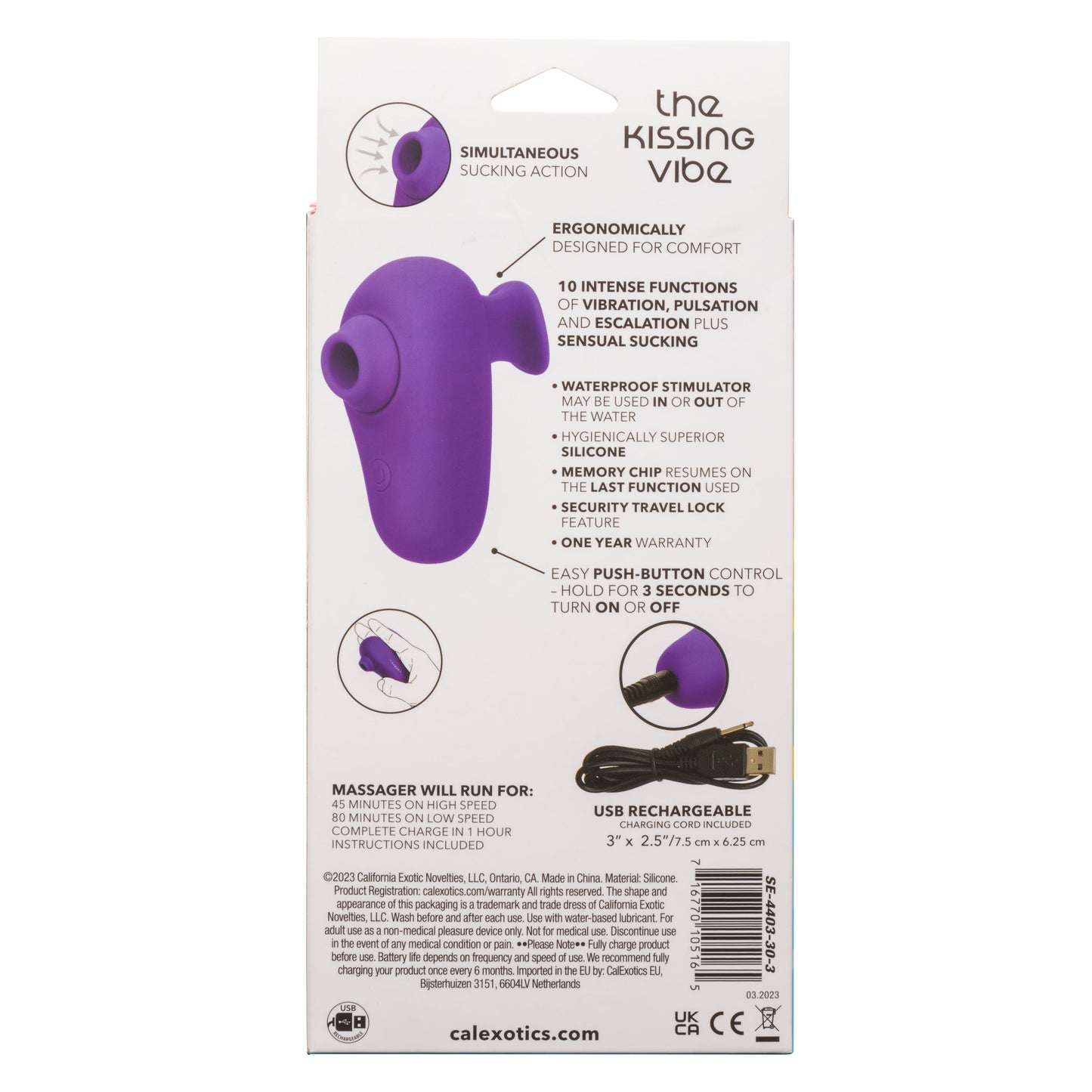 Neon Vibes The Kissing Vibe Purple Silicone Handheld Massager with 10 Functions and Rechargeable