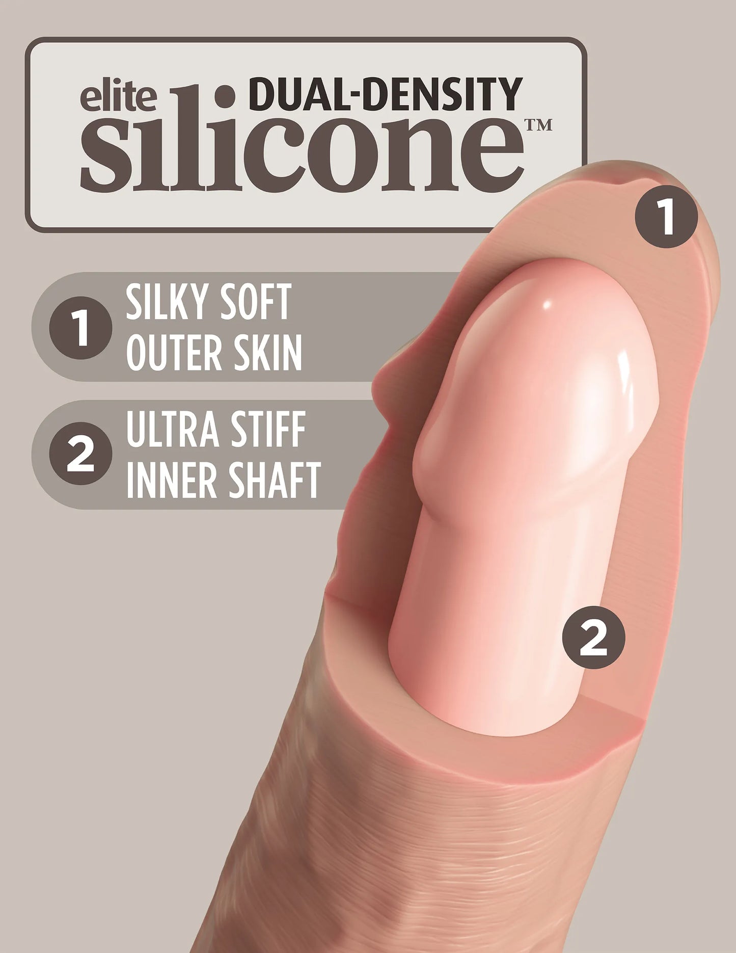 King Cock Elite 9 Inch Dual Density Silicone Vibrating Dildo With Remote
