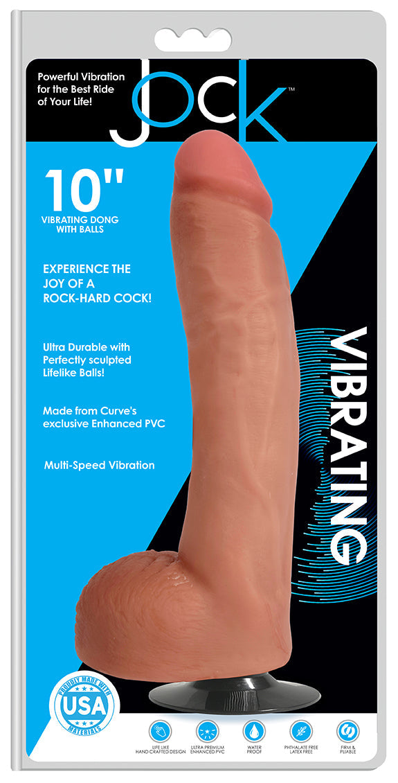 Jock 10 Inch Vibrating Dong With Balls Vanilla Color