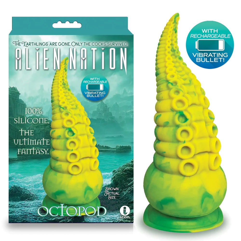 Alien Nation Octopod (Yellow/Green) – USB Rechargeable 22.9 cm Vibrator