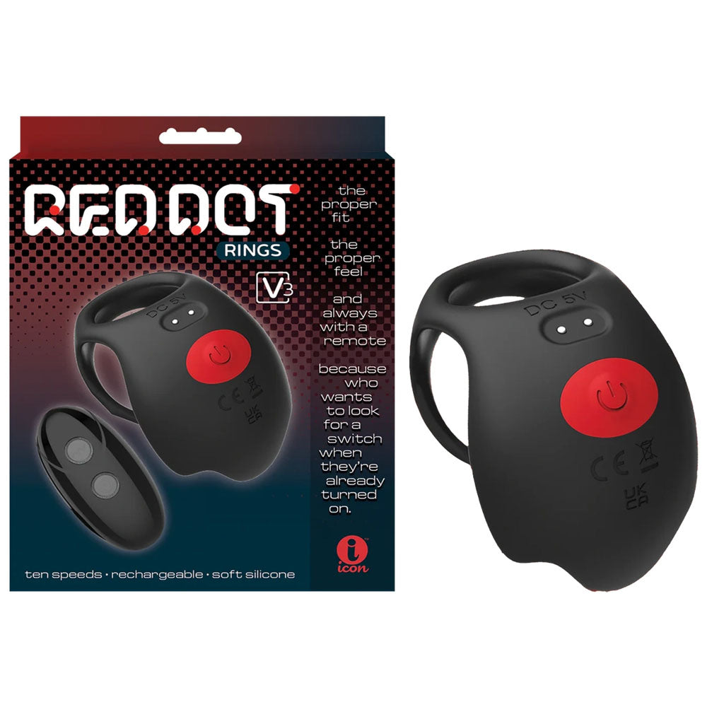 Red Dot V3 (Black/Red) – Remote-Controlled Vibrating Cock Ring