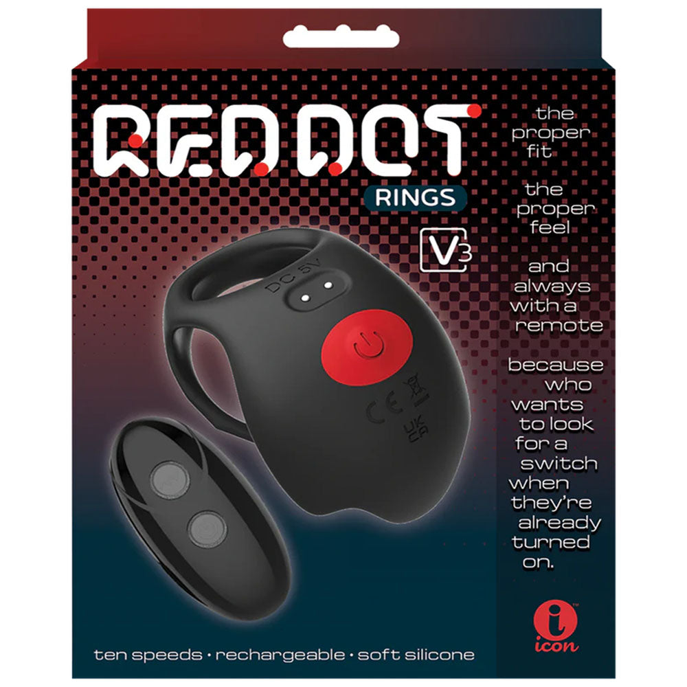 Red Dot V3 (Black/Red) – Remote-Controlled Vibrating Cock Ring