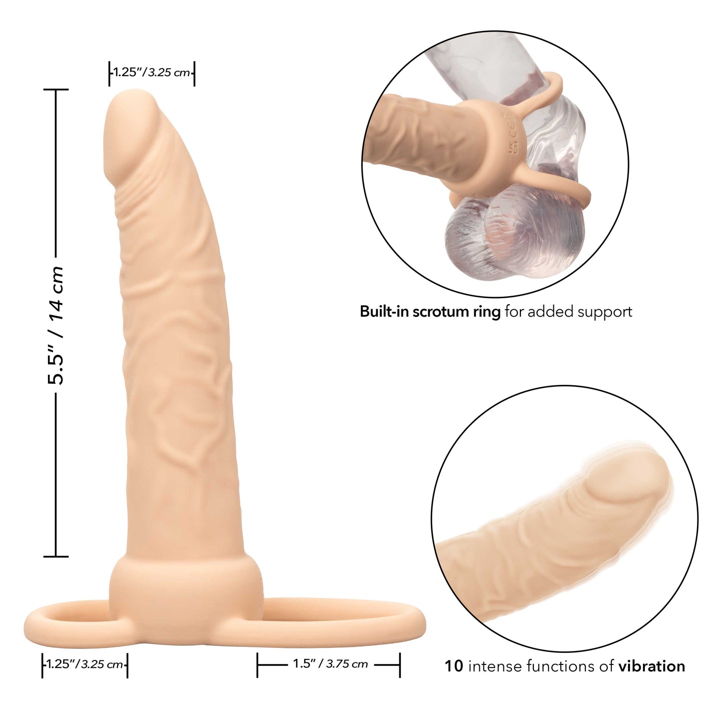 Performance Maxx Dual Penetrator Ivory with 10 Vibration Functions and Dual Support Rings