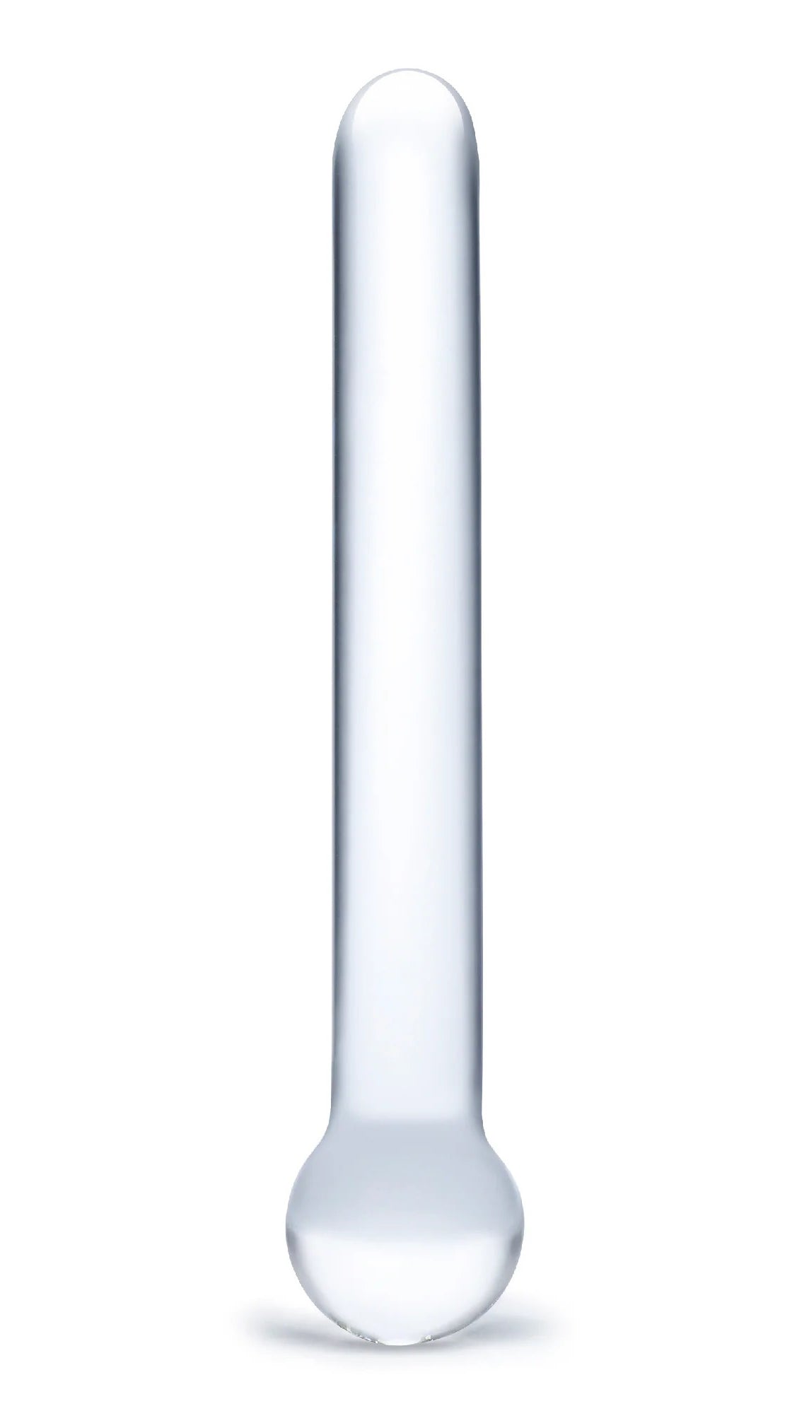 Glas 7 Inch Straight Clear Glass Dildo with Bulbous Handle and Luxury Satin Storage Bag