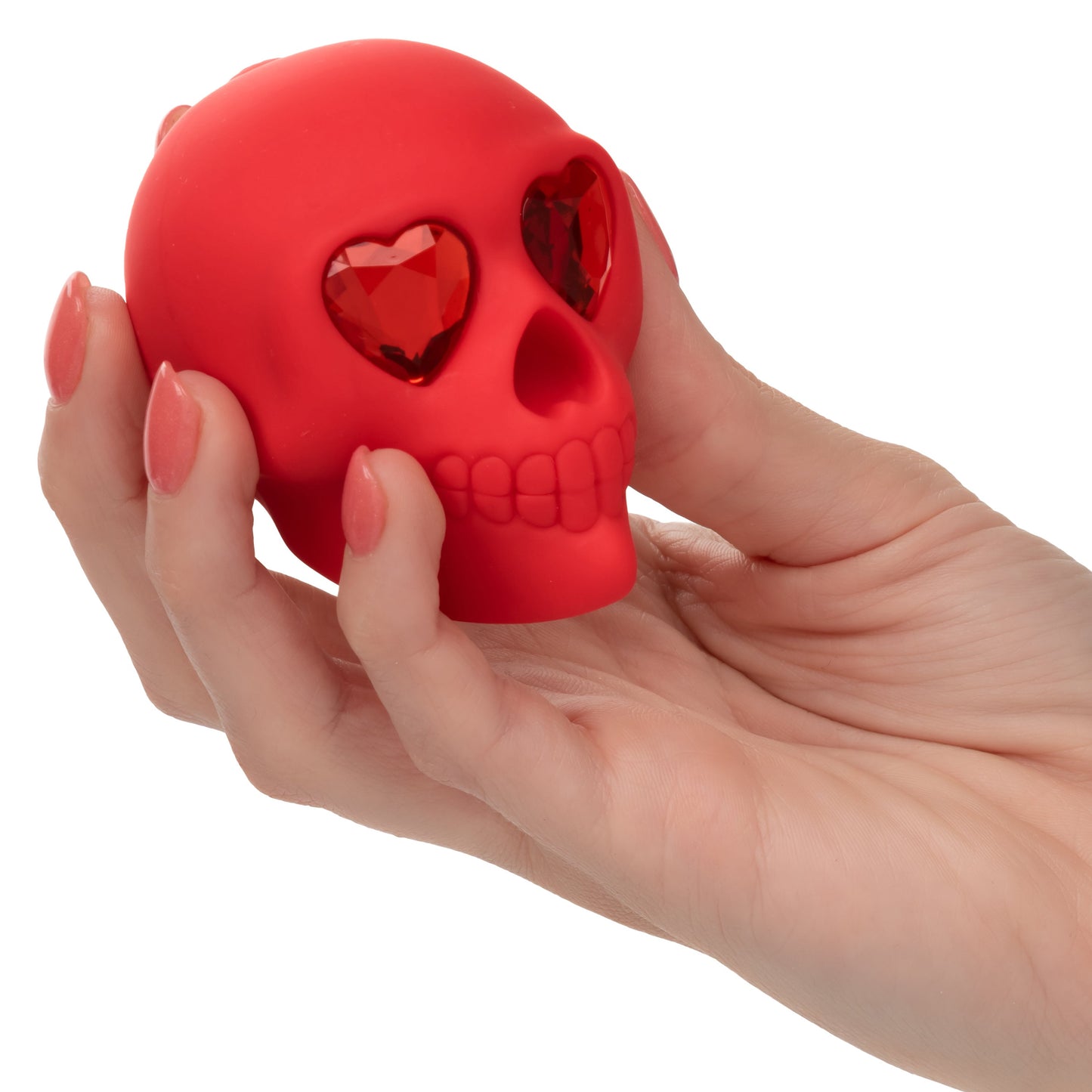 Naughty Bits Bone Head Handheld Massager Red Silicone with 10 Vibration Functions Waterproof Rechargeable