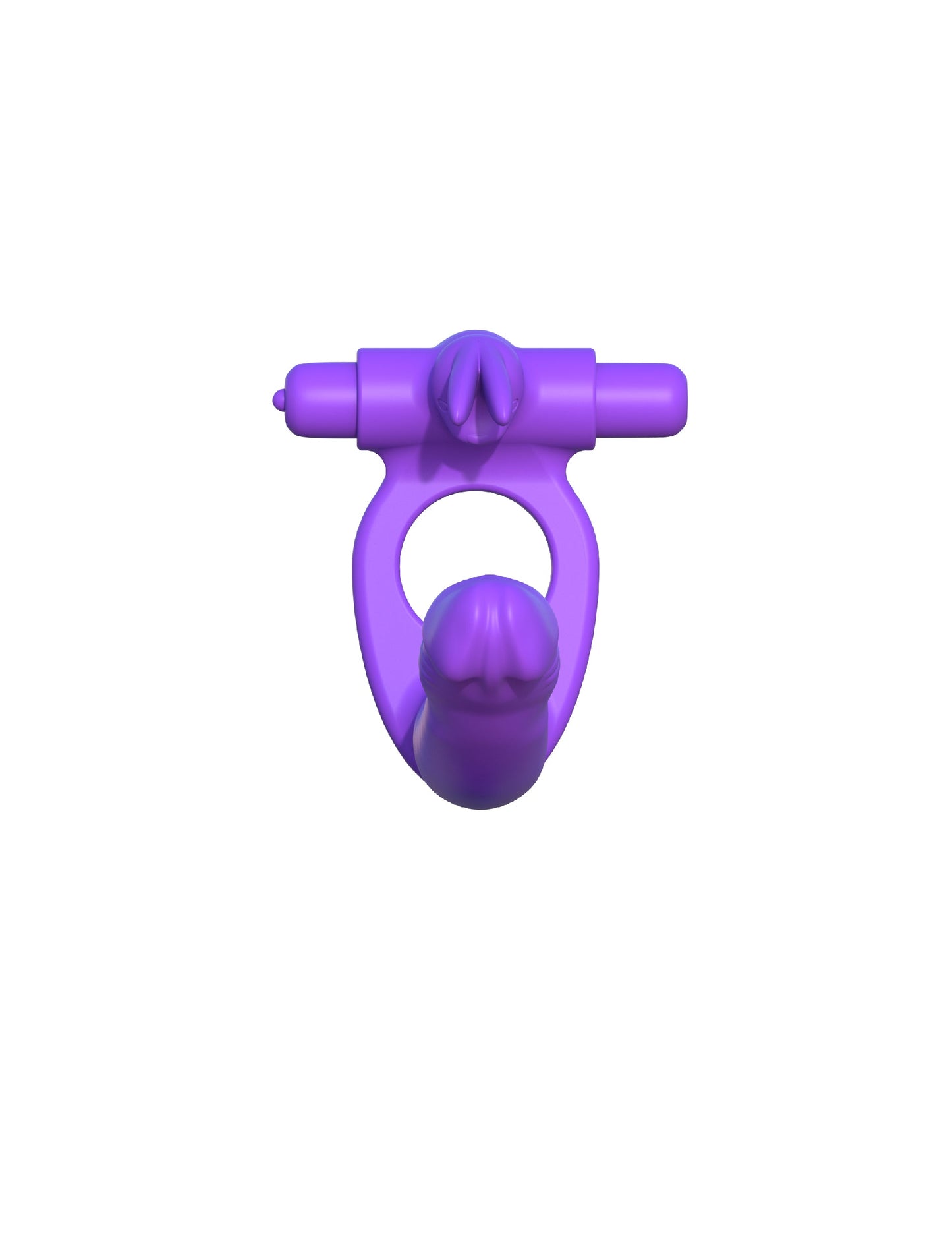 Fantasy Silicone Double Penetrator Rabbit Cockring in Purple
