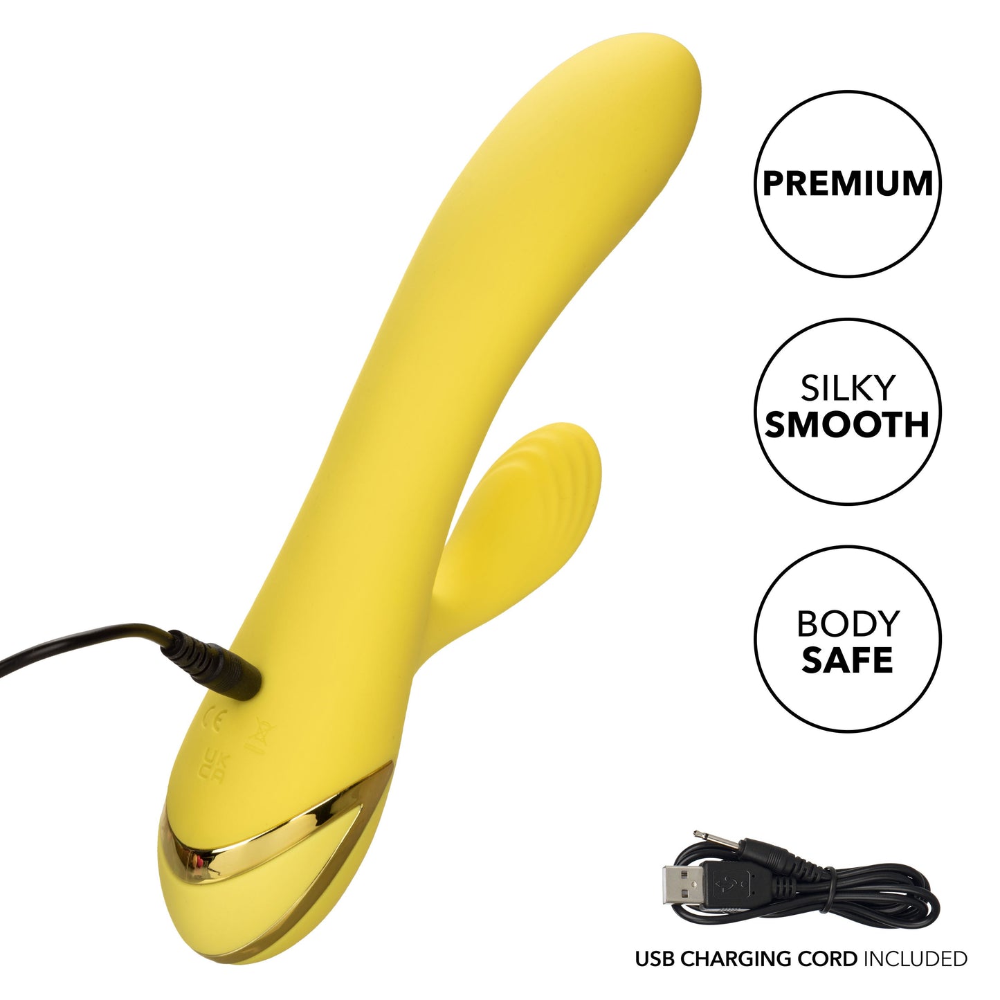 California Dreaming San Diego Seduction Yellow Silicone Dual-Action Massager with Triple Motors and 10 Functions