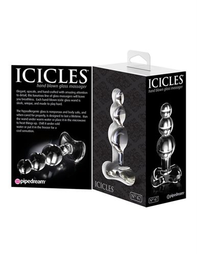 Icicles Clear Glass Anal Plug with Tapered Tip for Comfort