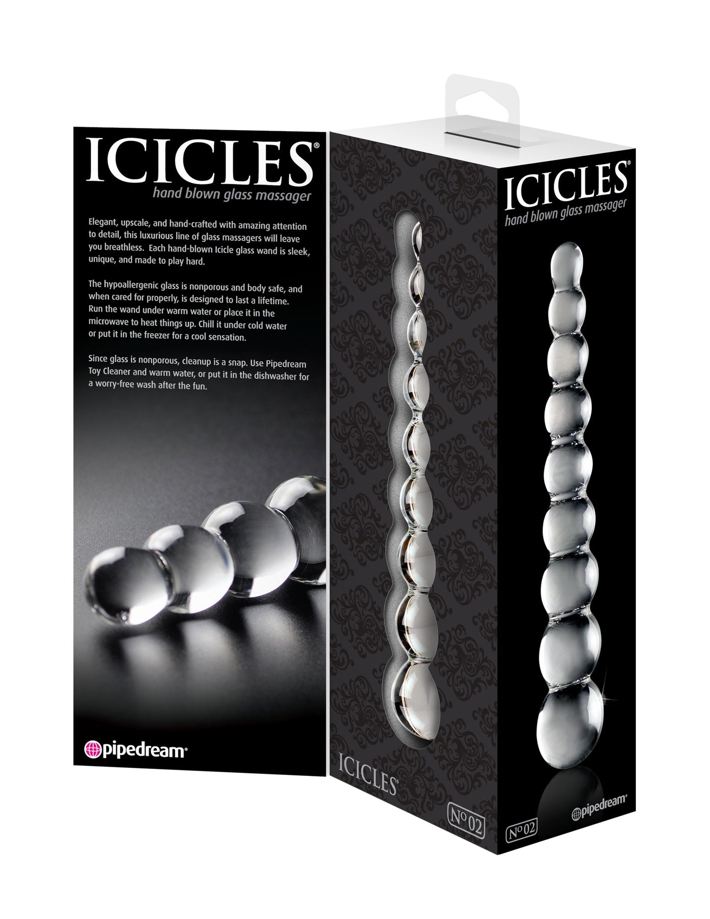 Icicles Clear Glass Massager Wand Handcrafted