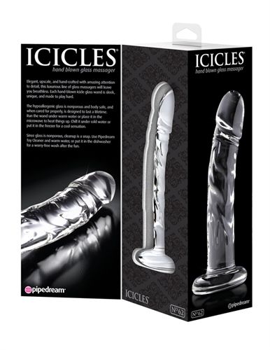 Icicles Clear Glass Massager with Curved G-Spot and P-Spot Stimulator