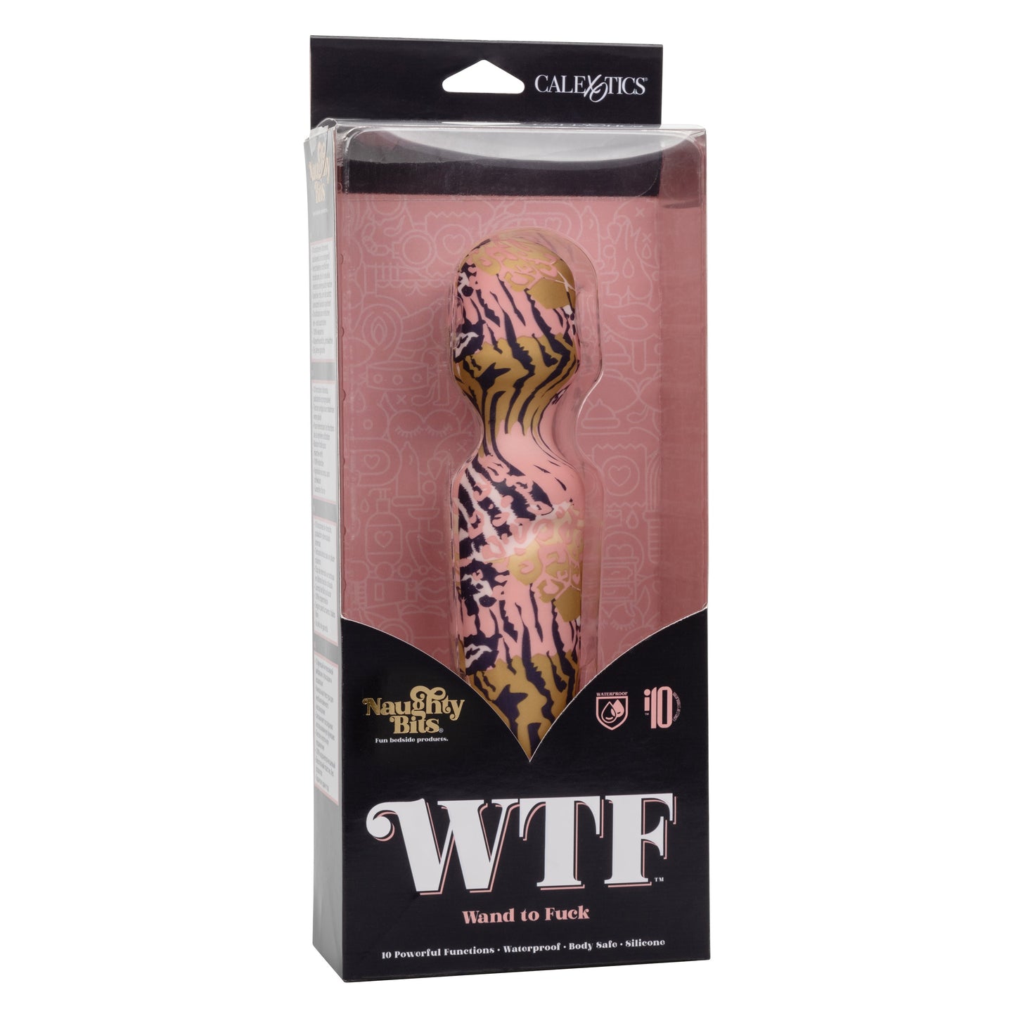 Naughty Bits WTF Wand to Fuck Pink and Gold Flexible Silicone Personal Massager - Waterproof