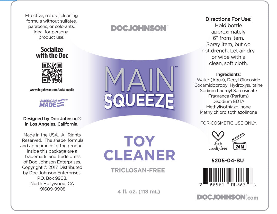 Doc Johnson Main Squeeze Toy Cleaner Spray (4 Fl Oz) – Safe Vegan Formula Toy Cleaner