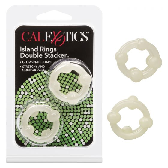 Island Rings Double Stacker Glow In The Dark Stretchy Cock Rings 0.75 Inch 2 Cm Duo