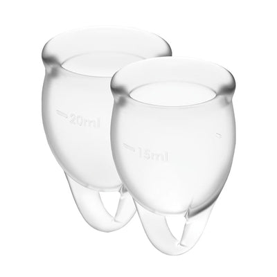 Satisfyer Feel Confident (Transparent) – Medical Grade Silicone Menstrual Cup Kit with Two Sizes
