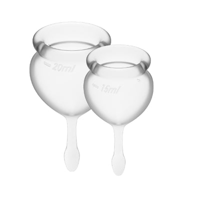 Feel Good Menstrual Cup Set Transparent 2 Piece Medical Grade Silicone