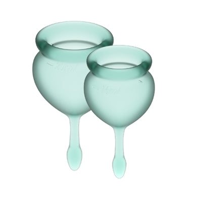 Feel Good Reusable Medical-Grade Silicone Menstrual Cup Set (Dark Green)
