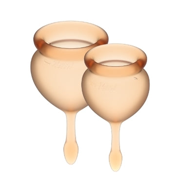 Satisfyer Feel Good Menstrual Cup Orange with 15ml and 20ml Sizes Medical Grade Silicone