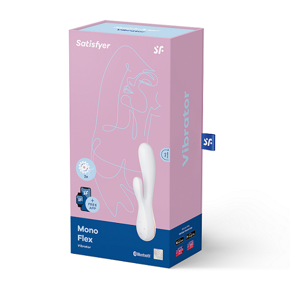 Satisfyer Mono Flex White Waterproof Silicone Vibrator with Dual Motors and Bluetooth App Compatibility