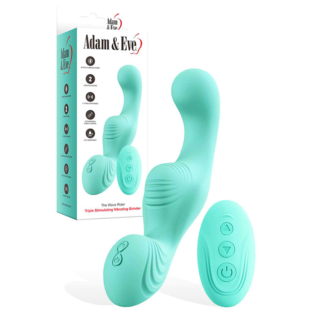 Adam & Eve The Wave Rider (Teal) – USB Rechargeable Remote-Controlled Triple Stimulating Grinder Pad
