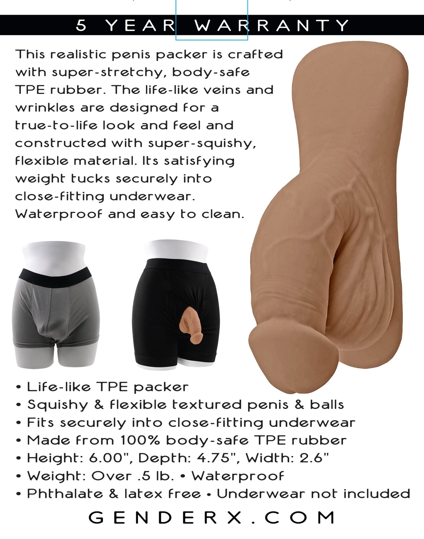 Gender X 4 Inch Silicone Packer Medium (Tan) – Body-Safe Silicone Packer