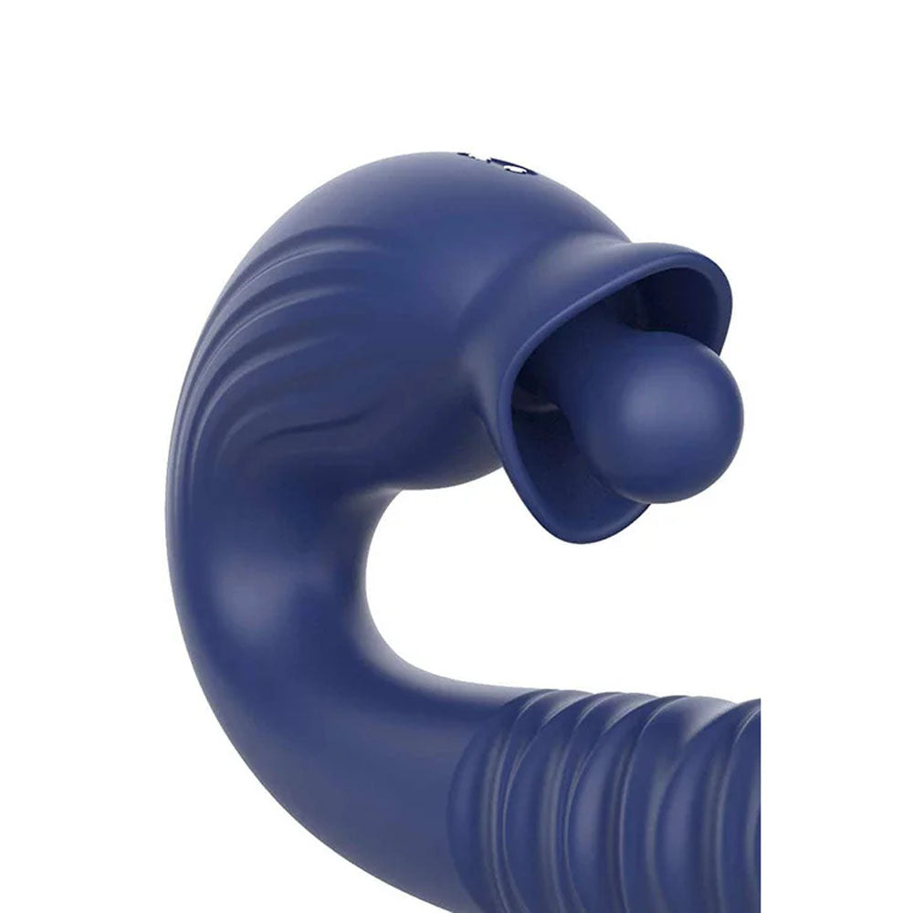 Adam & Eve Big Baller (Navy) – USB Rechargeable Thrusting Rabbit Vibrator 18.8 cm