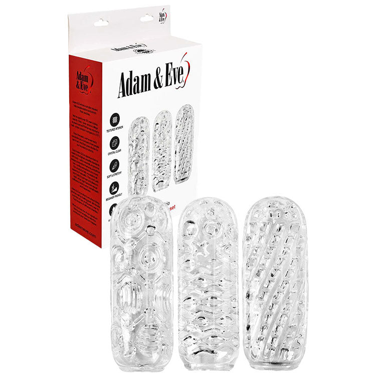 Adam & Eve Crystal Trio – 3 Pack Textured Strokers