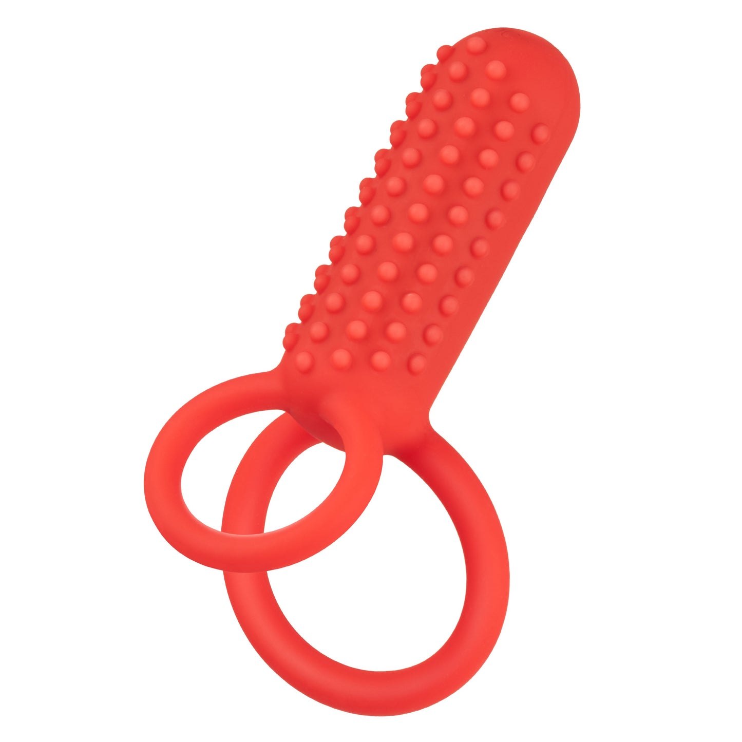 CalExotics Silicone Vertical Dual Enhancer Red Waterproof with 12 Intense Vibration Functions