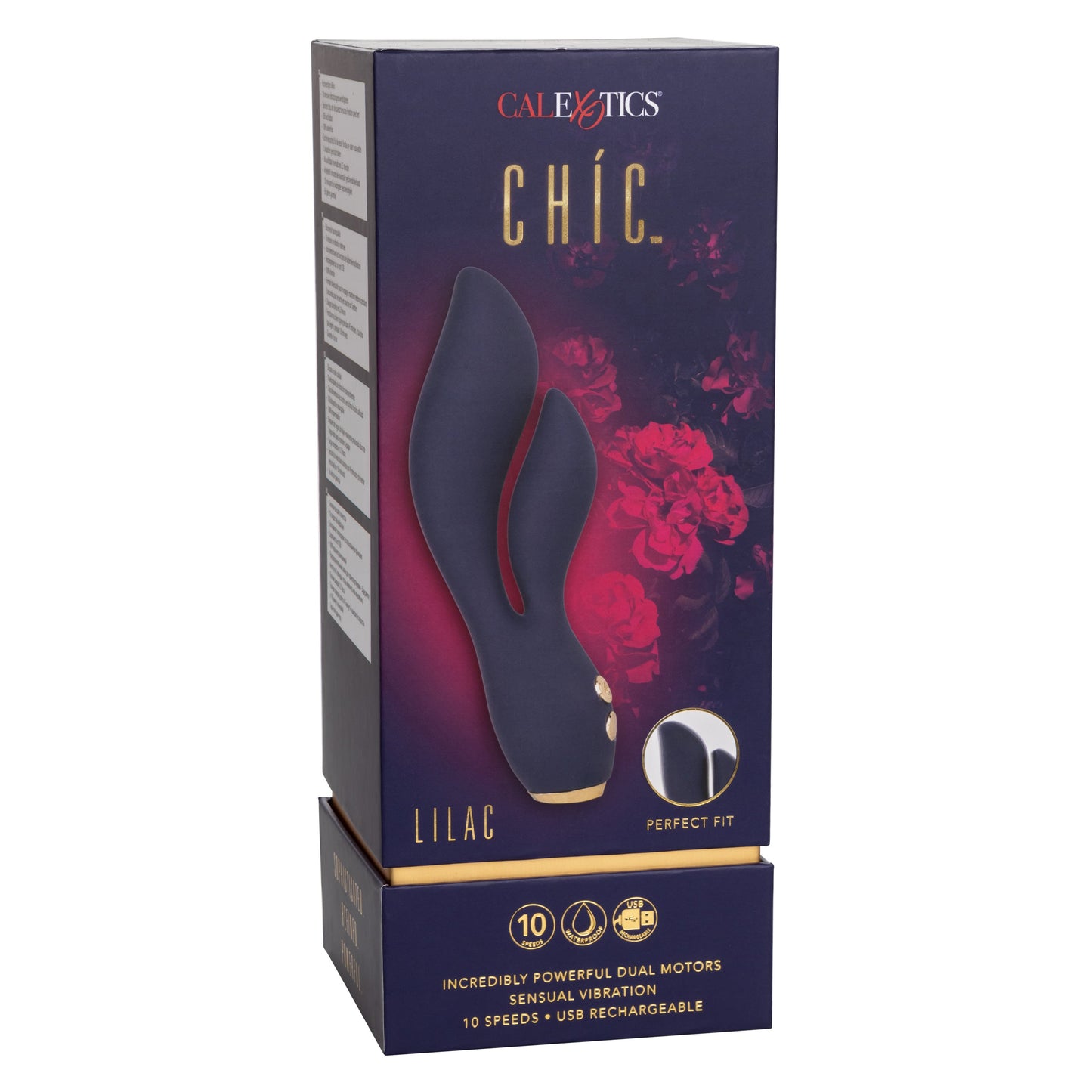 Chic Lilac Silicone Dual Motor Vibrator with Gold Accents – 10 Vibration Speeds, Rechargeable, Waterproof, Flexible Design