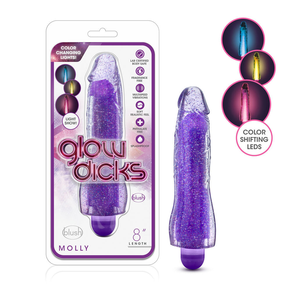 Molly Glitter Realistic Vibrator with Multi-Speed Pink Glow