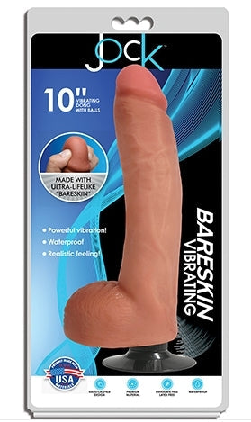 JOCK 10 Inch Bareskin Vibrating Dong with Balls in Vanilla