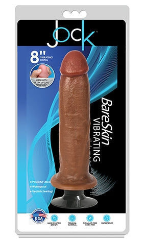 JOCK 8 Inch Bareskin Vibrating Dong No Balls Latte Color