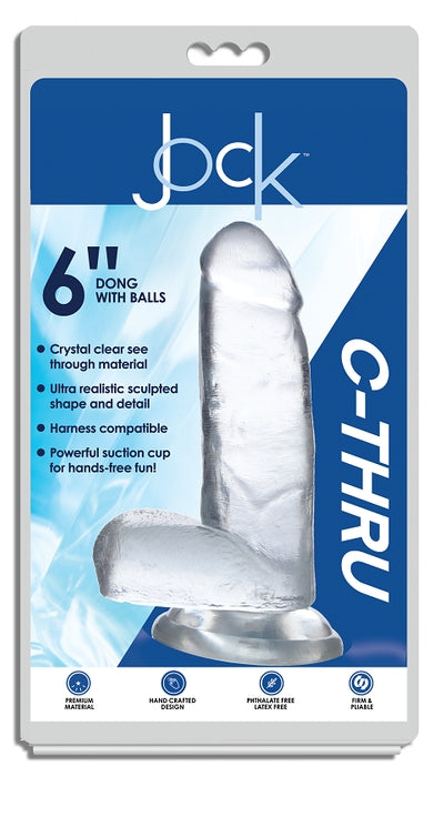 JOCK C-Thru 6 Inch Clear TPE Dong with Balls and Suction Cup