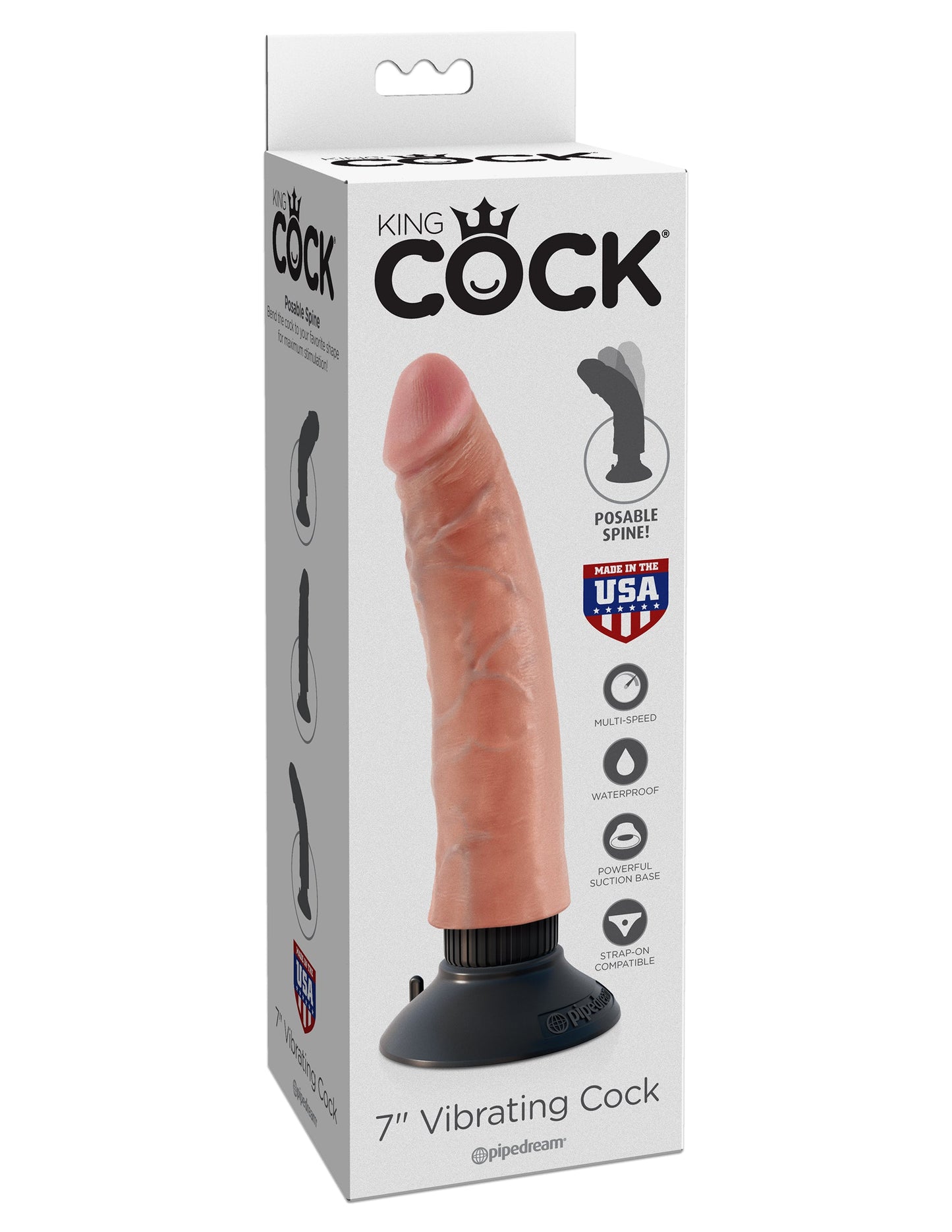 King Cock 7 Inch Vibrating Cock 17.8 Centimeter Vibrating Dong