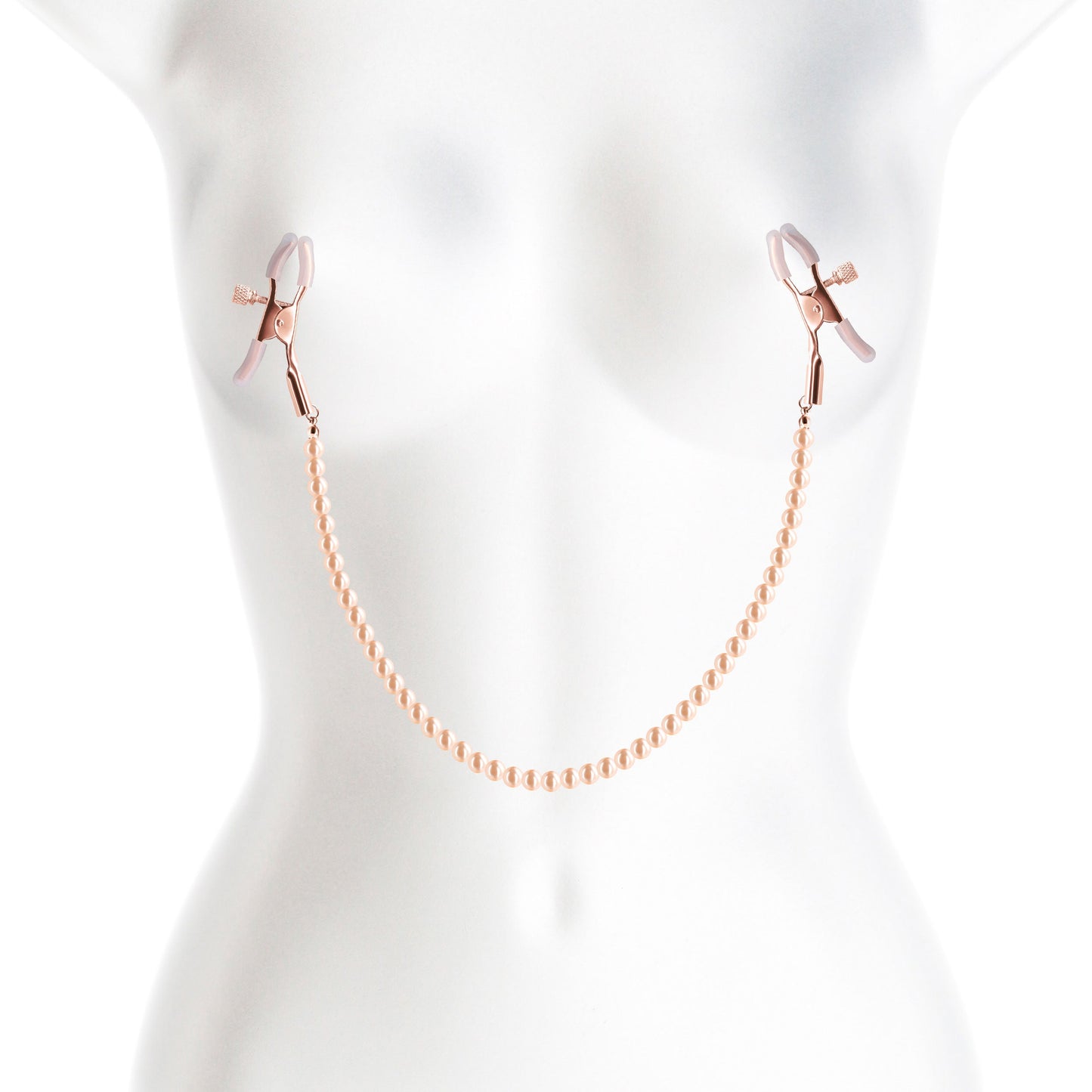 Bound Adjustable Nipple Clamps with Gold Pearl Chain – Silicone Tip Nipple Clamps