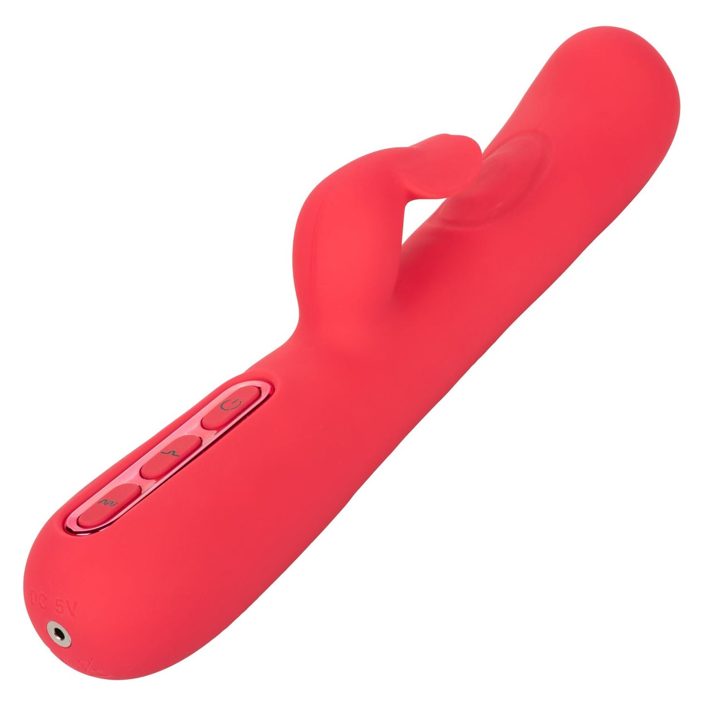 Throb Flutter Red Dual Stimulator Massager with 2x Thumping Action and 7 Vibration Functions, Silicone Waterproof Vibrator