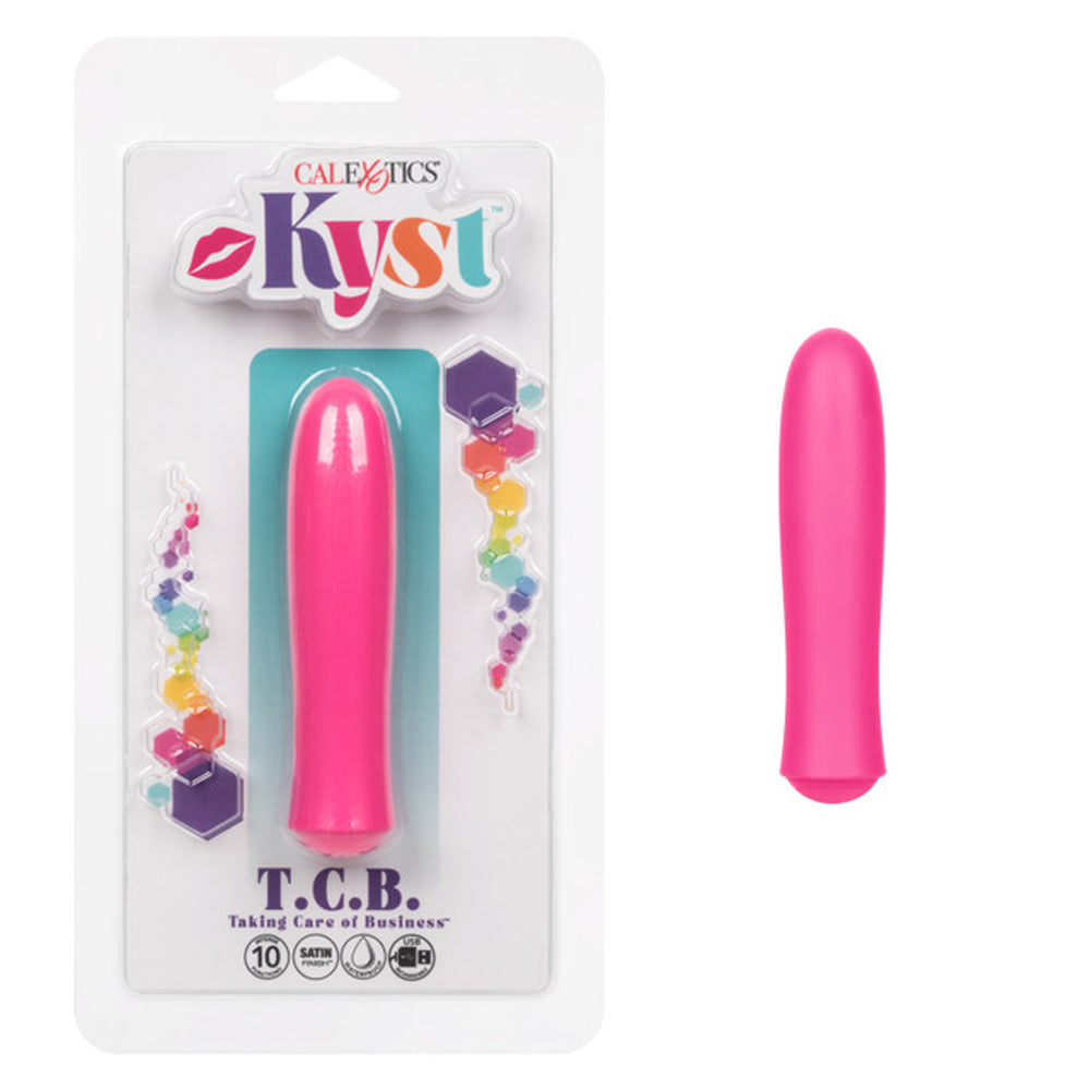 Kyst T.C.B. Taking Care of Business Mini Massager Pink 4-Inch Satin Finish