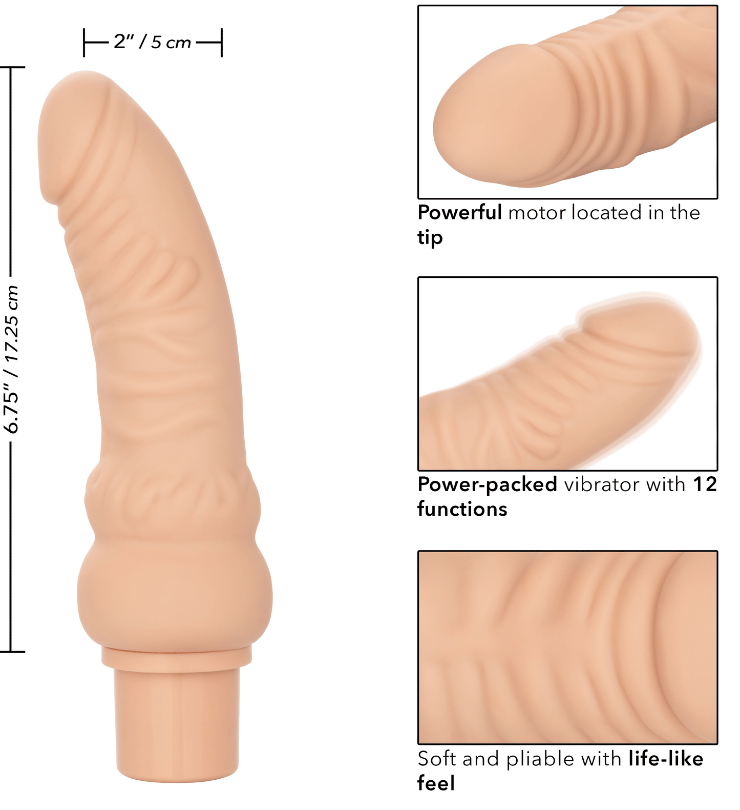 Power Stud Curvy Vibrator Ivory Flexible Silicone 12 Vibration Functions Waterproof