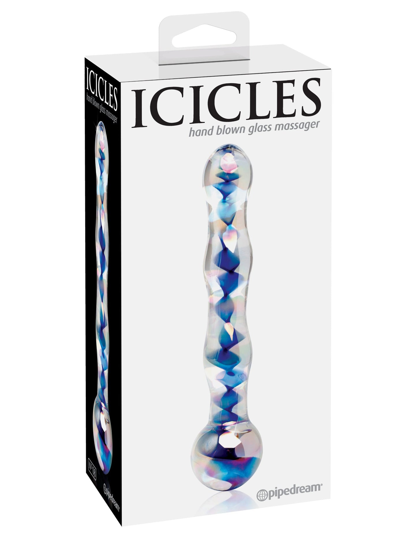 Pipedream Icicles No. 8 (Clear Blue) – Handcrafted Luxury Glass Massager Wand