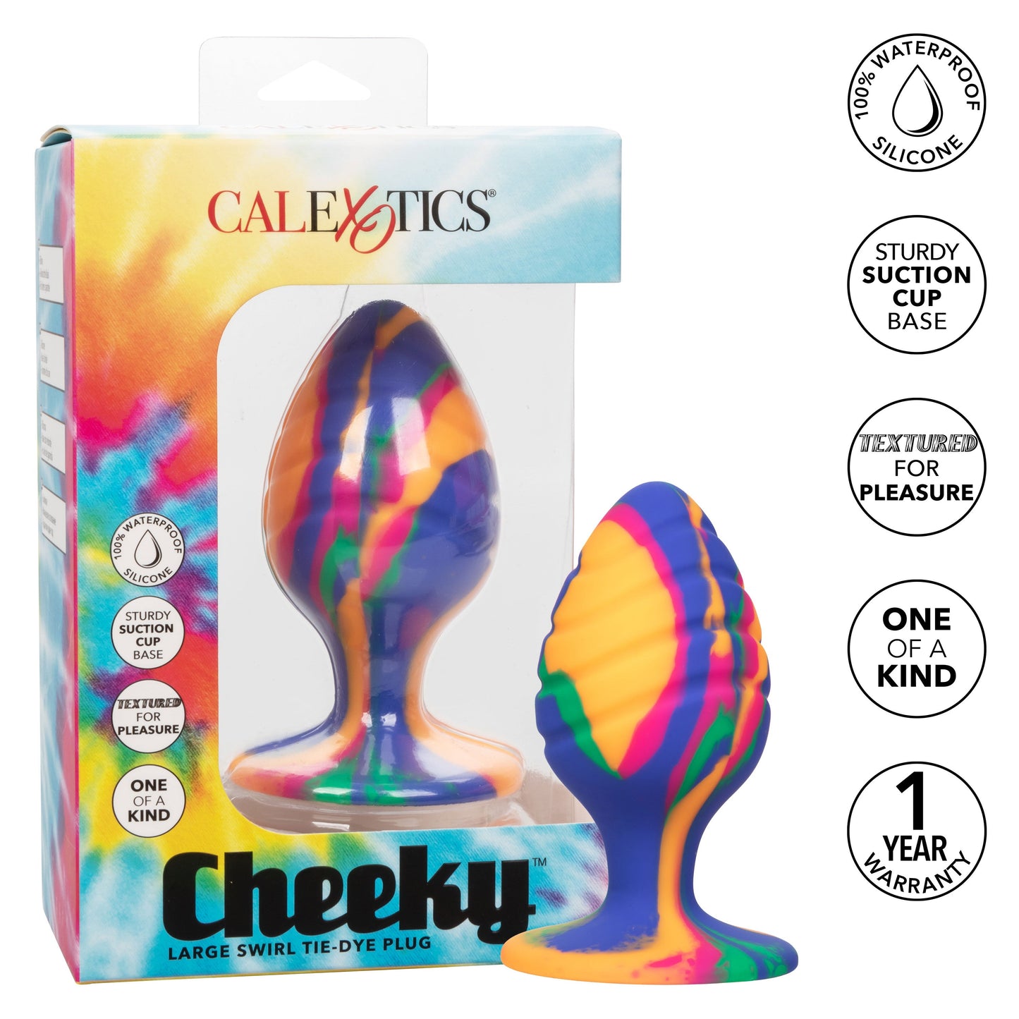 Cheeky Large Swirl Tie Dye – Colorful Large Butt Plug