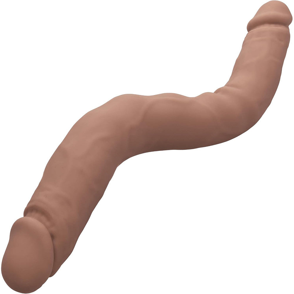 Silicone Studs Bend and Hold Dual Dong (Brown) – Premium Silicone 16 Inch Dong