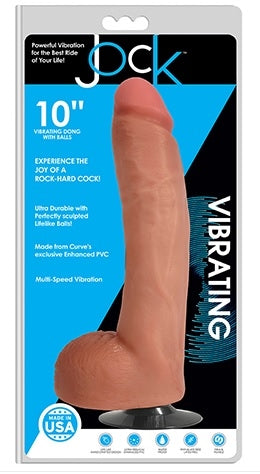Jock 10 Inch Vibrating Dong With Balls Vanilla Color