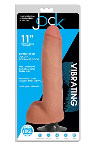 Jock 11 Inch Vibrating Dong With Balls Vanilla Color